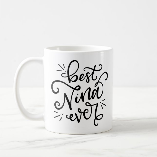 Bästa Nina någonsin, handskriven Kaffemugg (Vänster)