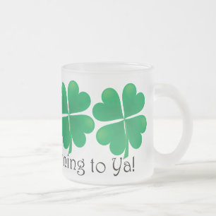 Bästa-nolla--Morgon till Ya! Shamrockmugg Frostad Glasmugg