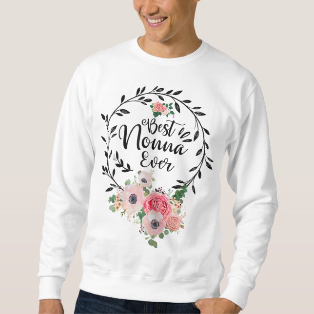 Bästa Nonna-Dekorationen någonsin Blommigt Grandma Lång Ärmad Tröja (Framsida)
