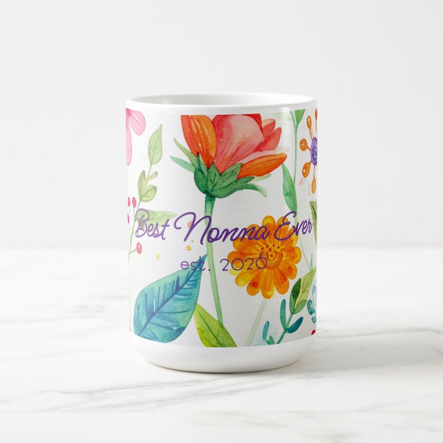 Bästa Nonna Mors Dag Ljus Blommig  Kaffemugg (Center)