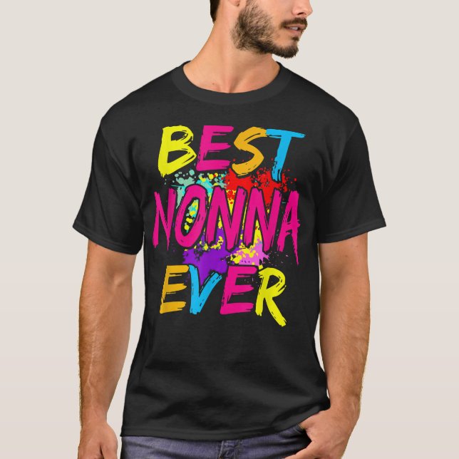 Bästa Nonna Någonsin Matchande Familj Färgglad Mor T Shirt (Framsida)