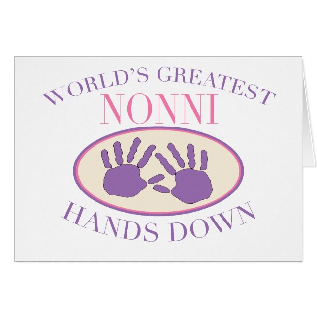 Bästa Nonni Hands Down T-shirt Hälsningskort (Framsidan Horizontal)