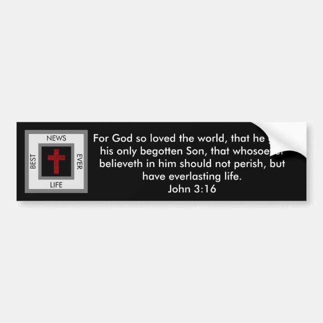 Bästa nyheter någonsin John 3:16 Bumper Sticker Bildekal (Framsidan)