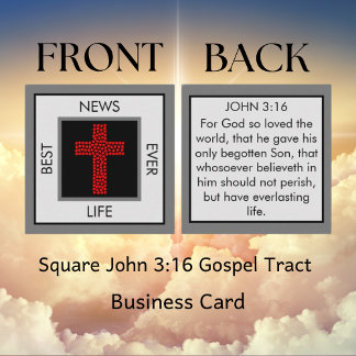 Bästa nyheter någonsin John 3:16 Gospel Tract Fyrkantigt Visitkort