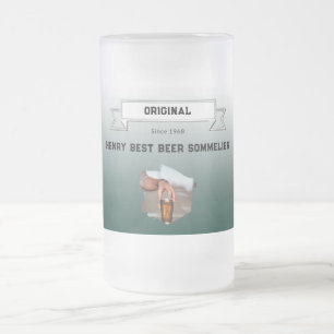 Bästa ölbryggare Grön vit gradient foto Frostat Ölglas