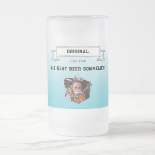 Bästa ölbryggare Lean Blå Vit Gradient Foto Frostat Ölglas