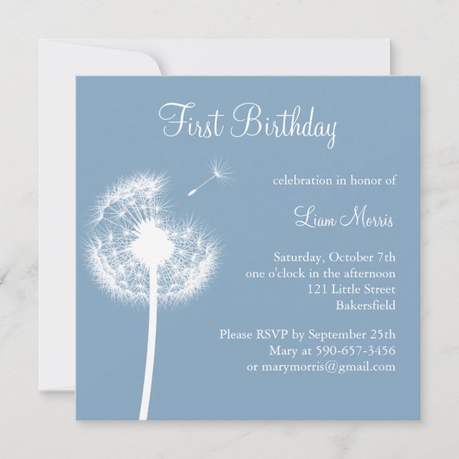 Bästa Önskemål!(blå) Inbjudningar (Framsida)