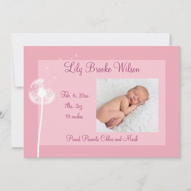 Bästa Önskemål!!! Födelsemeddelande 1 (rosa) Meddelande (Framsida)