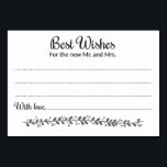 Bästa Önskemål för det nya Mr. och Mrs Advice Card Bordsnummer<br><div class="desc">De här charmerande råden och önskemål-korten kommer att vara perfekten som tillägg till ditt bröllop. Det innehåller texten "Bästa Önskemål för den nya Mr. och Mrs." i ett snävt och blockerat typsnitt. Kortet har plats för gästerna för att lämna deras goda önskemål och deras namn. En del av samlingen Rochester....</div>