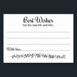 Bästa Önskemål för det nya Mr. och Mrs Advice Card Bordsnummer<br><div class="desc">De här charmerande råden och önskemål-korten kommer att vara perfekten som tillägg till ditt bröllop. Det innehåller texten "Bästa Önskemål för den nya Mr. och Mrs." i ett snävt och blockerat typsnitt. Kortet har plats för gästerna för att lämna deras goda önskemål och deras namn. En del av samlingen Rochester....</div>