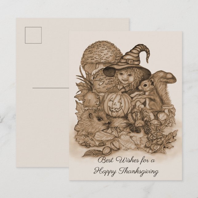 Bästa Önskemål för ett Happy thanksgiving Meddelande Vykort (Fram/baksida)