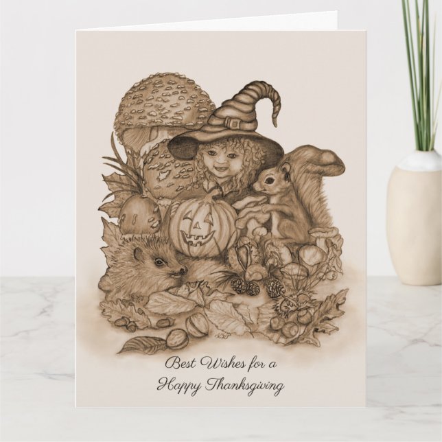 Bästa Önskemål för ett Happy thanksgiving Tack Kort (Framsida)