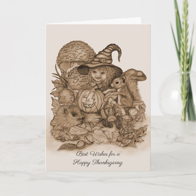 Bästa Önskemål för ett Happy thanksgiving Tack Kort (Framsida)