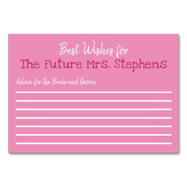 Bästa Önskemål för spel för Möhippor Bordsnummer (Framsidan)