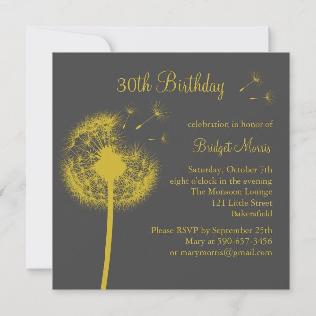 Bästa Önskemål! gult Inbjudningar (Framsida)