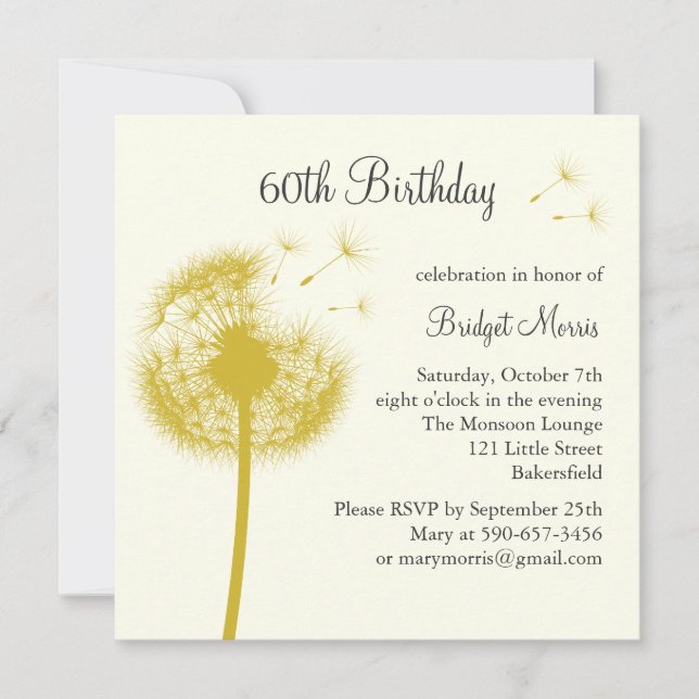 Bästa Önskemål! gult Inbjudningar (Framsida)