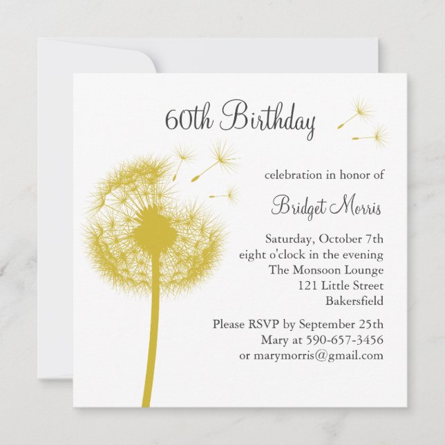 Bästa Önskemål! gult Inbjudningar (Framsida)