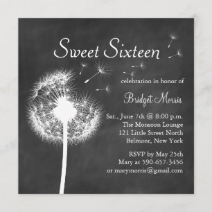 Bästa Önskemål! om Chalkboard Sweet sixteen Inbjud Inbjudningar