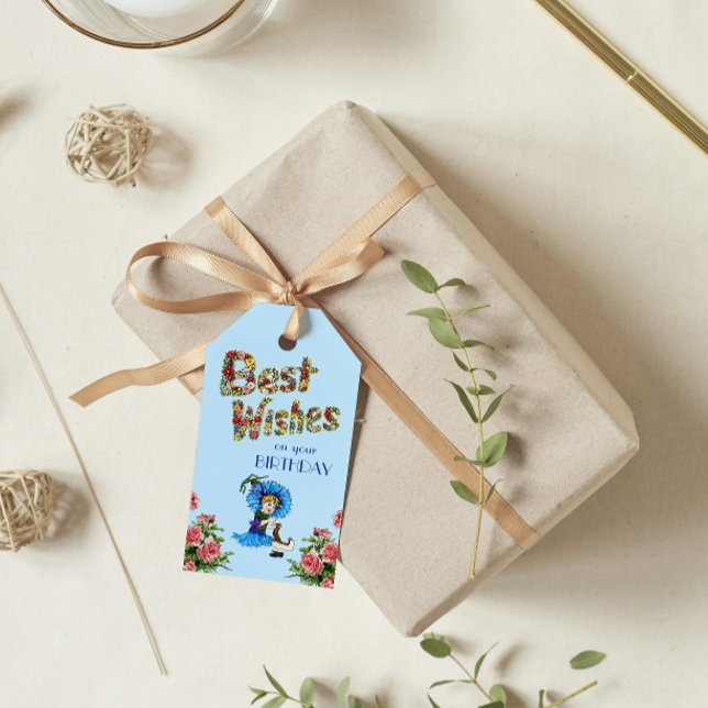 Bästa önskemål på din födelsedag Wildblomma-blommi Presentetikett (Skapare uppladdad)