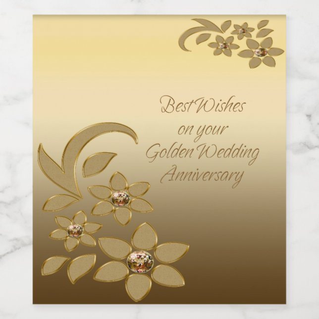 Bästa Önskemål på din gyllene årsdag Vinflaska Etikett (Singel etikett)