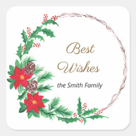 Bästa Önskemål Röd blomning Fyrkantigt Klistermärke