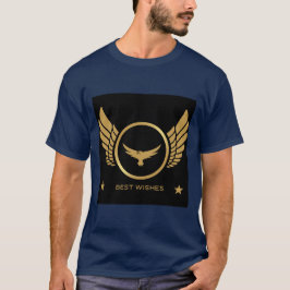Bästa Önskemål-utskriven Guld Eagle-bild Blå Manar T Shirt