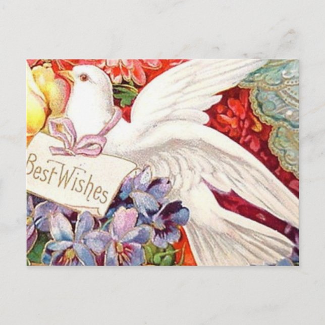 Bästa Önskemål Victorian Dove Bröllop-födelsedagen Vykort (Framsida)