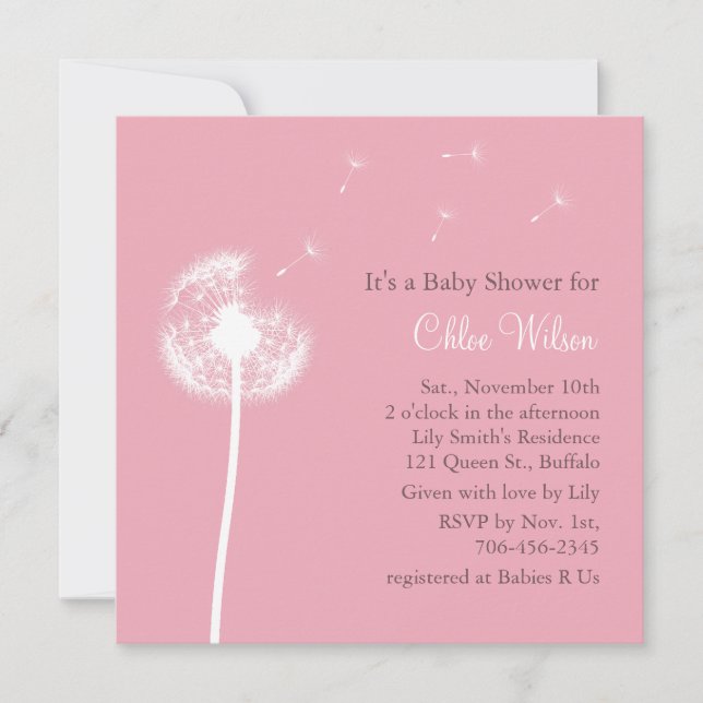 Bästa önskningar! Bebis-babyshower-inbjudan (rosa) Inbjudningar (Framsida)