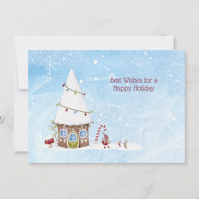 Bästa önskningar Glad högtid Gnome Hem Anpassad ko Julkort (Framsida)