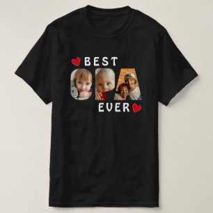 Bästa Opa någonsin Black 3 Photo Collage Anpassnin T Shirt