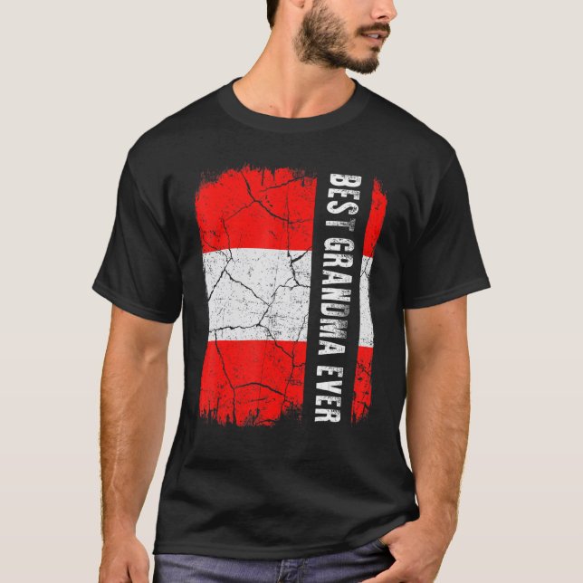 Bästa österrikisk mormor Alltid Österrike Flagga M T Shirt (Framsida)