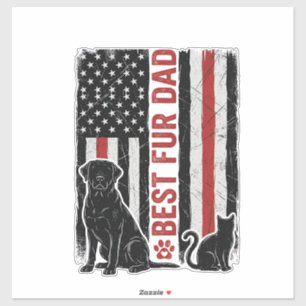 Bästa päls pappa vintage flagga hund katt skjorta klistermärken
