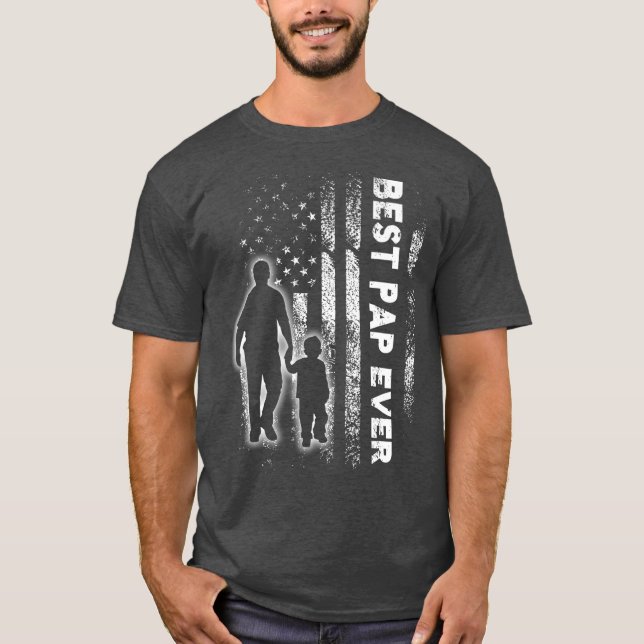 Bästa Pap All Fars dag Grandpa Gift T Shirt (Framsida)