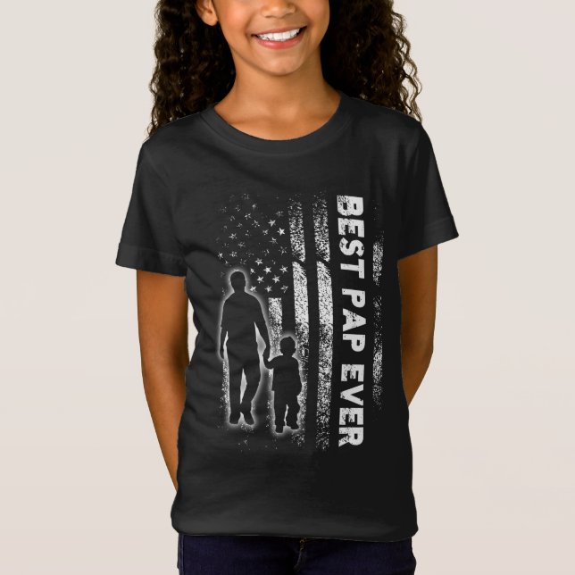 Bästa Pap-gåva till USA flagga Fars dag-morfar T Shirt (Framsida)