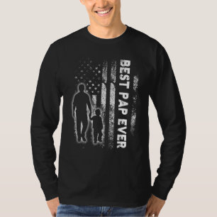 Bästa Pap-gåva till USA flagga Fars dag-morfar T Shirt