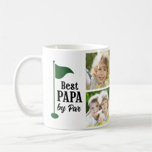 Bästa Papa av Par 4 Foto Collage Golf Kaffemugg