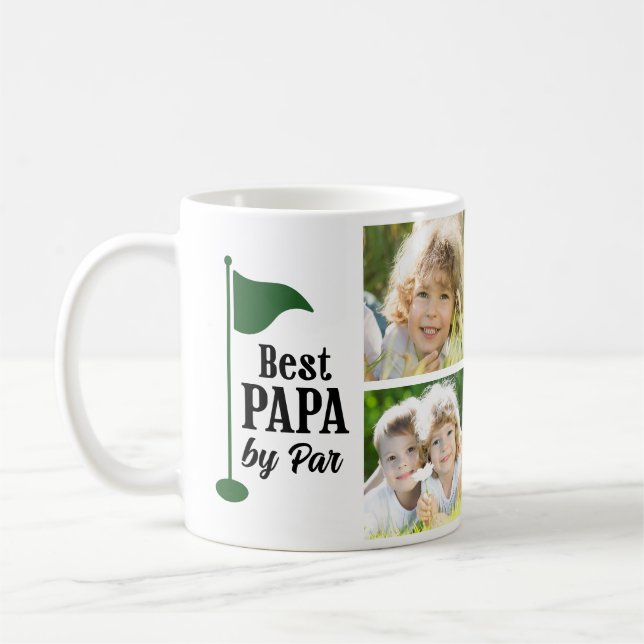 Bästa Papa av Par 4 Foto Collage Golf Kaffemugg (Vänster)