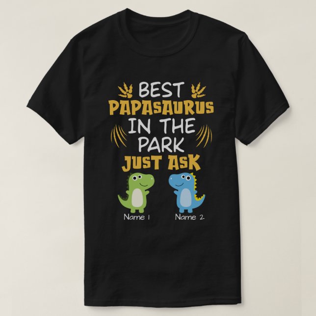 Bästa papasaurus i Personligen för fjärrskrivbord  T Shirt (Design framsida)