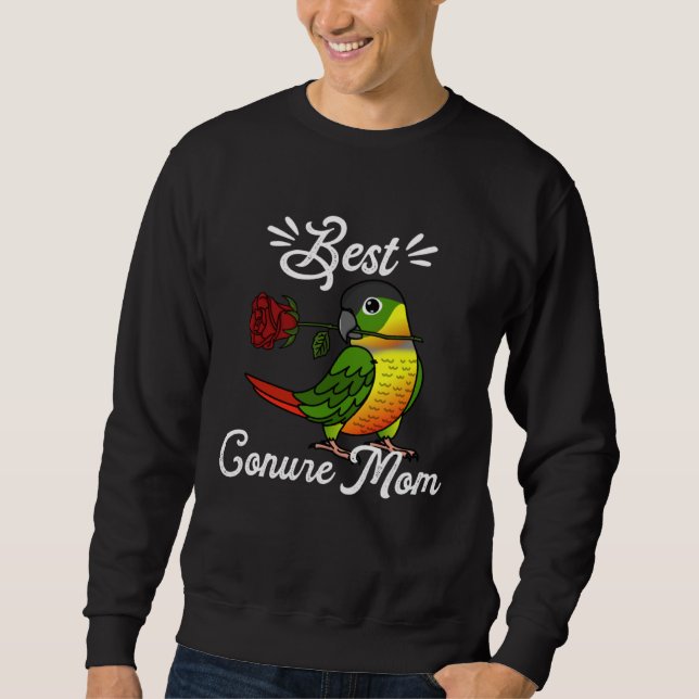Bästa papegojamma jag guldsidig grönkindad conure lång ärmad tröja (Framsida)