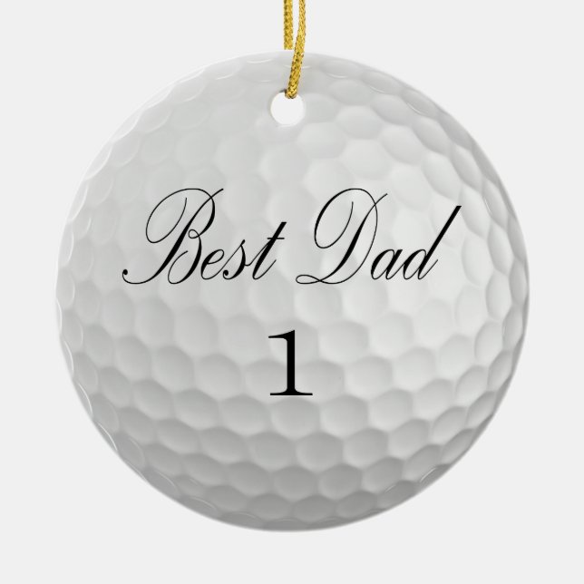 Bästa Pappa 1 Golf Boll Julgransprydnad Keramik (Framsidan)