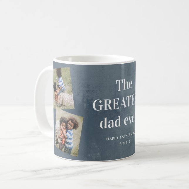 Bästa pappa 3 fotokollage Fars dag Kaffemugg (Framsida vänster)