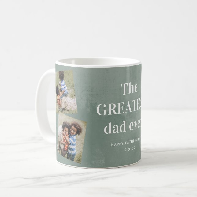 Bästa pappa 3 fotokollage Fars dag Kaffemugg (Framsida vänster)