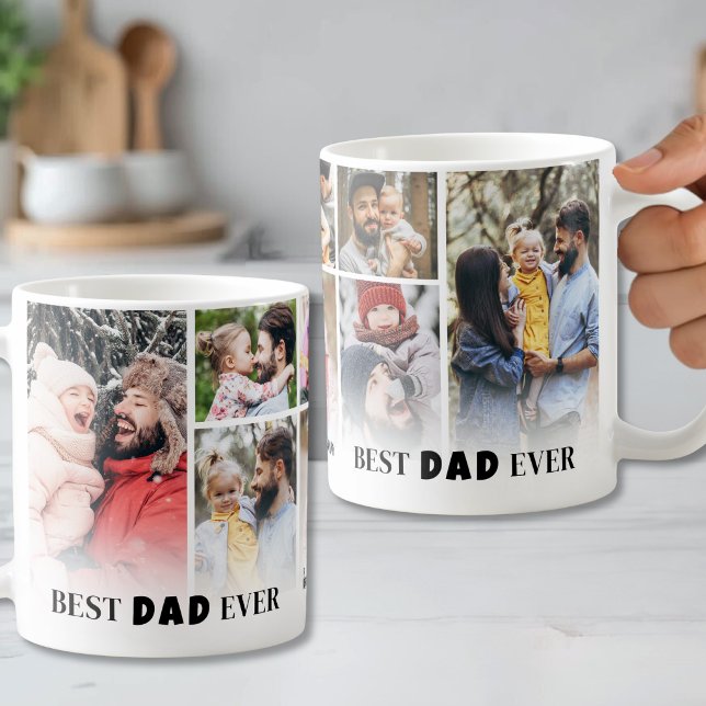 Bästa pappa 8 fotokollage far kaffemugg (Best Dad 8 Photo Collage Father Coffee Mug)