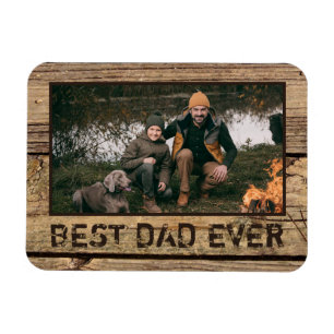 BÄSTA PAPPA ALDRIG Rustic Wood Photo Magnet