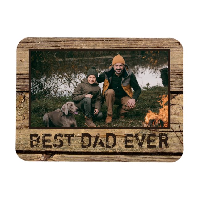 BÄSTA PAPPA ALDRIG Rustic Wood Photo Magnet (Horisontell)