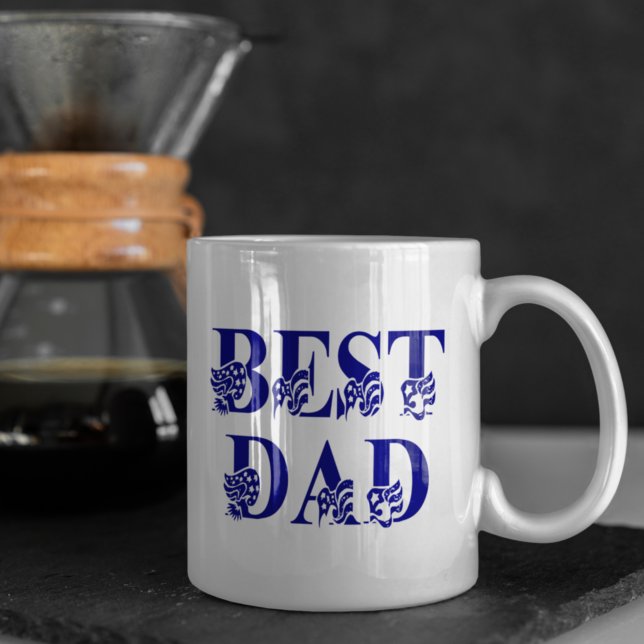 Bästa Pappa-amerikanska Flagga-blå text Kaffemugg (Skapare uppladdad)