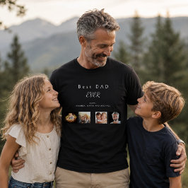 Bästa pappa anpassad familjefoto collage svart t shirt