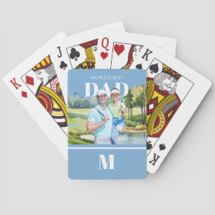 Bästa Pappa Anpassad Foto Monogram Golfbana Casinokort