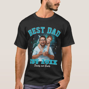 Bästa pappa anpassad fotobootleg rap fars dag t shirt