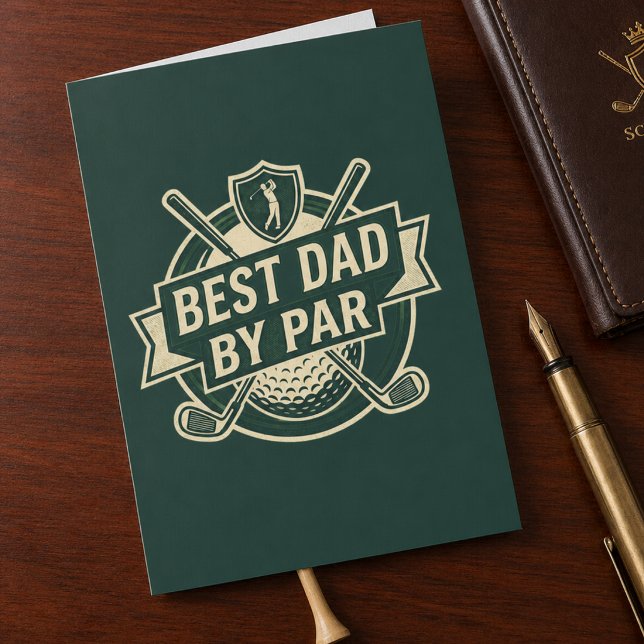 Bästa Pappa Av Pappa Fars dag Kort (Father's Day Card for those that love to golf! Best Dad By Par modern logo design.)